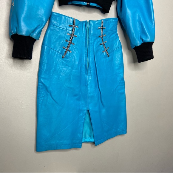 Vintage Michael Hoban North Beach Leather Bomber Style Jacket with Skirt C1 - Picture 6 of 10